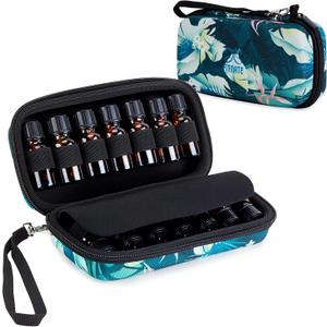 FITNATE Essential Oil Case,14 Slots Essential Oil Storage, EVA Hard Shell Travel Organizer for 5ml 10ml Bottles, Waterproof Aromatherapy with Detachable Strap