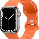 Compatible with Apple Watch Bands 38mm 40mm 41mm 42mm 44mm 45mm 49mm, Soft Silicone Sport Wristbands Replacement Strap for iWatch Ultra 2 Ultra SE Series 9 8 7 6 5 4 3 2 1 for Women Men (Orange)