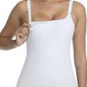 Nursing Tank Tops for Breastfeeding Square Neck Pregnancy Yoga Workout Shirt Camisole with Built in Bra (White, Large)