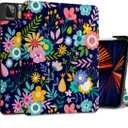 DONGKE Case for iPad Pro 11 inch (4th, 3rd, 2nd & 1st Gen) 2022 2021 2020 2018, Trifold Stand + Pencil Holder + Auto Wake/Sleep + Soft TPU Protective Stand Back Cover, Florals