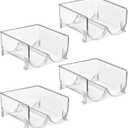 mDesign Plastic Stackable 2 Bottle Storage Holder Rack Organizer for Home, Kitchen Countertop, Cabinet, and Pantry - Holds Water Bottles, Perfect for Tumbler Cup - 4 Pack - Clear
