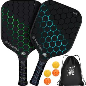 Pickleball-Paddles-Set of 4 or 2 Rackets by JoncAye, USAPA Approved Pickle-Ball Equipment with Balls, Bag, Accessories, Fiberglass Graphite Pickleball Racquet Set for Men, Women, Kids, Adults