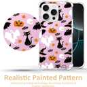 2 x Halloween Phone Case for iPhone 16 Pro Max,Pink Cartoon Ghost Pattern Cover Soft Bumper Protective Cute Boys Girls Phone Case for iPhone 16 Pro Max