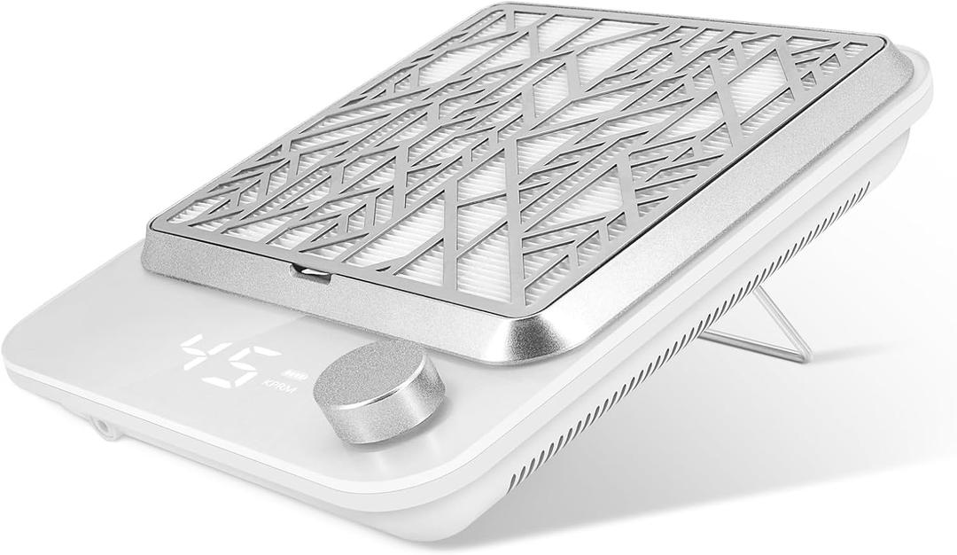 Cordless Nail Dust Collector Rechargeable, Professional Dust Collector Nail Tech Extractor Fan Vacuum Cleaner for Acrylic Nails Dip Powder Removal Home Salon Manicures