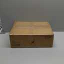 Masupu Rattan Nightstand with Charging Station,Modern Boho Farmhouse Wood Bedside Table with Storage Drawer and Open Shelf,Small Gold Frame Side End Table for Bedroom,Living Room,Office White (Normal Size)