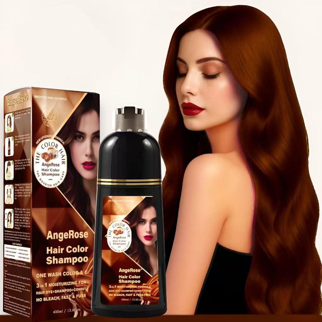 Hair Dye Shampoo 3 in 1, Instant Herb Ingrident Hair Dye to Cover Gray Hair, Long-lasting & Natual, Chestnut Brown, 400 ML (13.6 Fl Oz (Pack of 1))