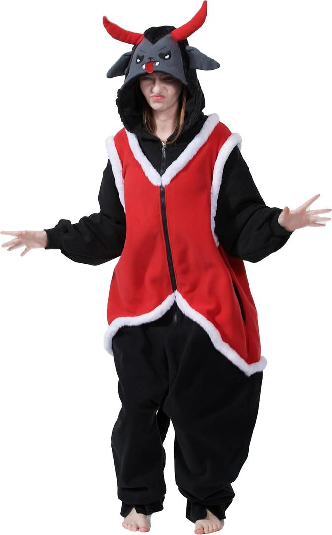 Adult Devil Krampus Onesie Krampus Costume Pajamas Horror Halloween Costumes Animal Cosplay pajamas for Women And Men