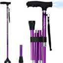 Folding Walking Cane with LED Light for Women & Men - Foldable, Adjustable, Collapsible Lightweight Aluminum Walking Stick for Seniors & Adults
