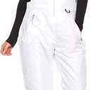 Arctic Quest Womens Ski Snow Bibs Pants Insulated Water Resistant Overalls Snowboarding Winter Waterproof Pants Women (Small, White)