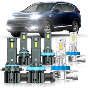 Fit for Honda CRV 2015-2022 Light Bulbs, High/Low Beam Fog Light Bulbs Combo, 800% Brightness, 6000K Cool White, Plug and Play, Pack of 6