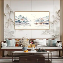 Neutral Landscape with Boat Wall Decor Nature Wilderness Modern Art