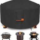 Fire Pit Cover,Outdoor Heavy Duty 600D 100% Waterproof Fire Pit Cover Round,Weatherproof Firepit Covers Round 36" Dia x 24" H,Black
