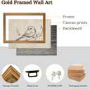 Gold Framed Wall Art Vintage Minimalist Birds Canvas Art Farmhouse Animals Picture Sketch Wall Decor Antique Prints Rustic Paintings Country Artwork for Bedroom Bathroom Living Room 8x10 Inch