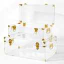Vixdonos Acrylic Storage Chest Decorative Trunk Set of 2 Keepsake Box College Dorm Organizer with Hardware Hasps and Handle for Home Deocr,23.7X14.2X9.5 Inches,Clear