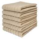 Premium Kitchen Towels (20”x 28”, 6 Pack) | Large Cotton Dish Towels 450 GSM | Highly Absorbent Terry Kitchen Linen Set with Hanging Loop | Tan Solid