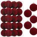 RoseCraft 30PCS Burgundy Velvet Christmas Ball Ornaments Set, 60MM/2.3Inch Shatterproof Flocked Ornament for Christmas Tree Hanging Holiday Valentine's Day Party Xmas Decorations.