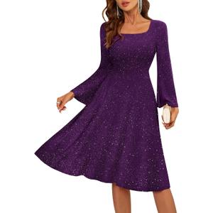 BeryLove Prom Dress for Teens: Sequin Formal Party Dress with Flutter Short Sleeves for Wedding & Cocktail Evening Events (M)