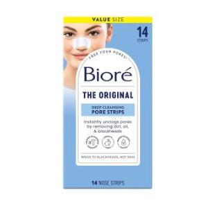 Biore Original Blackhead Remover Strips, Deep Cleansing Nose Strips With Instant Pore Unclogging, 14 Count
