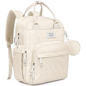 RUVALINO Diaper Bag Backpack, Multifunction Travel Back Pack Maternity Baby Changing Bags, Diaper Changing Totes, Waterproof and Stylish, Beige