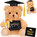 Soulchen 7 Inches Graduation Teddy Bear 2026 Bachelors Gown Plush Bear with Picture Frame Congrats Card Graduate Stuffed Animal Gifts Set for College Grad Preschool Kindergarten(Black)