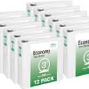 Office Essentials Economy View 3 Ring Binders, 3" Round Rings, 3.5" Spine, 460-Sheet Capacity, White Binders (12-Pack of 03430)