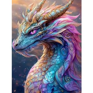 Dragon 5D DIY Diamond Painting Kits for Adults, Diamond Art Kits for Beginners, Full Drill Dot Painting Gem Art Kits for Home Wall Decor11.8 x15.7 Inch