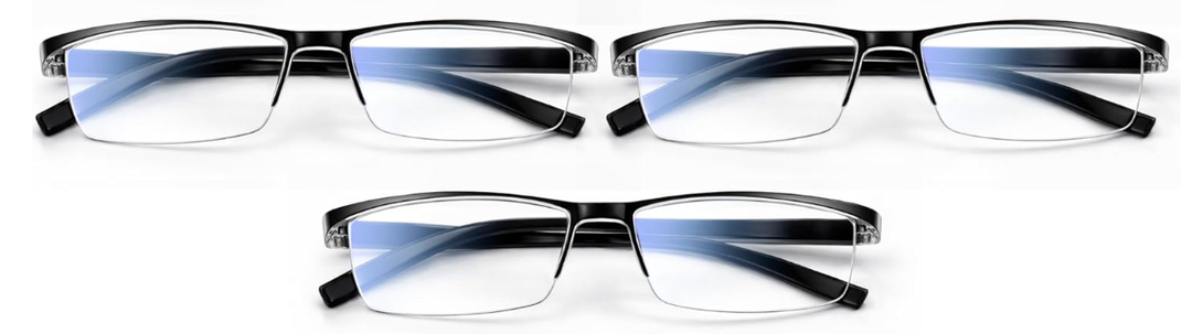 Gaoye 1.75x Executive Style Reading Glasses Men Durable Readers with Blue Light Filtering Comfortable Fit with TR90 Frames, 3 pack
