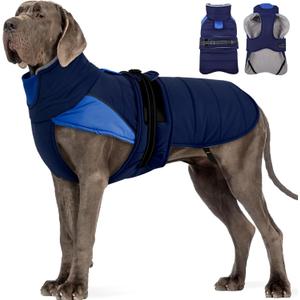MIGOHI Thermal Large Dog Fleece Jacket - Rainproof Coat for Large Dogs, Thick Dog Winter Coat, Snow Jacket for Dogs Windproof for Hunting Camping, Windy Chilly Days, Doberman, Great Dane, 3XL, Dark Blue