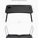ZEAPTAC Laptop Bed Desk, Foldable Lap Desk, Portable Lap Table, Laptop Stand with Cup Holder & Tablet Slot & Lifting Handle for Working Writing Drawing & Eating - Dark Black