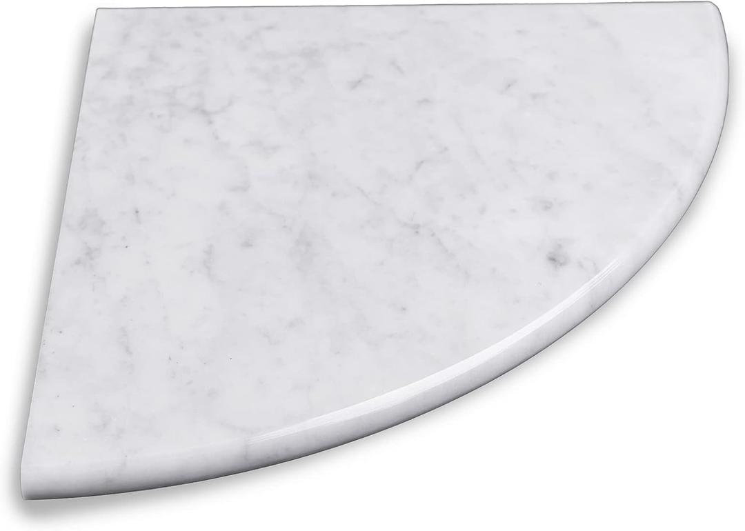 9'' Natural Marble Corner Shower Shelf for Bathroom, Marble Corner Shelves for Bath Wall Mounted Both Side Polished (9"X9"X 5/8" Carrara White)