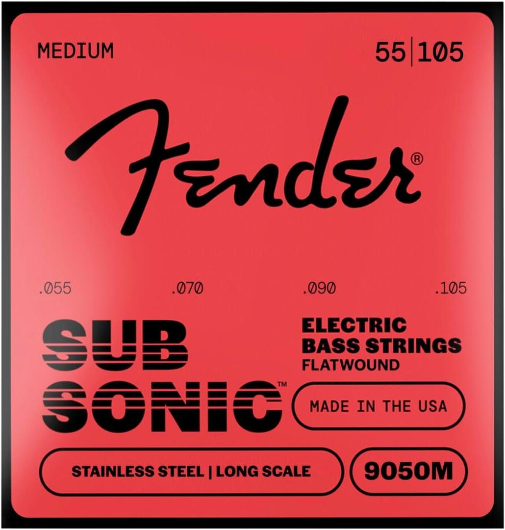 Fender 9050 Bass Strings, Stainless Steel Flatwound, 9050M .055-.105