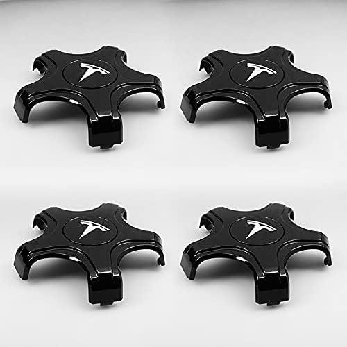 4PCS Car Center Caps for Tesla Model 3 18-inch Waterproof Wheel Hub Cover Cap HubCaps Covers Rim Hub Caps Accessories,Black (normal)