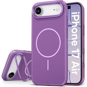 Vihibii for iPhone Air Case with Adjustable Stand, [Compatible with Magsafe], Fade-Resistant Glow Stylish Slim Design, Rugged Shockproof Back & Silicone Edges Phone Cover Case, 6.5" 2025, Purple