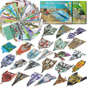 Elfew 48 Sheet Paper Airplane Kit for Kids Ages 6-8,8-12, Origami Paper Plane Kits for Boys, Crafts for Kids Activities, Origami Book, Airplane Toys Gifts for Boys and Girls