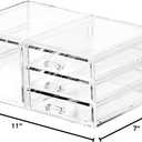 Cq acrylic Clear Stackable Storage Bins,Plastic Storage Organizer and Small Drawer Organizer With 4 Drawers for Make Up,Skincare Product,Craft,Beauty and Desktop Drawers Organizer Storage