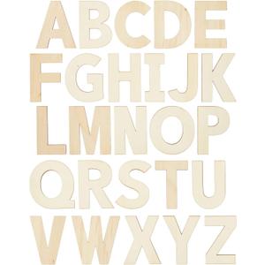 Bright Creations Wooden Block Letters - 36-Piece, 6 in - Unfinished Wood Cutouts for DIY Paint & Craft Projects - 3D Alphabet Letters for Wall Decor
