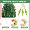 12 Sets Christmas Tree Candy Cane Hanging Ornaments Peppermint Green Decorative Wood Bead Hanging Garland for Xmas Tree Winter NYE Home Decoration
