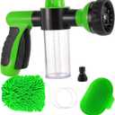 Kamirola High Pressure 8 in 1 Car Wash Brush Foam Gun,Garden Hose Nozzle Foam Cannon Bottle Soap Sprayer,Lawn, Car Wash, Cleaning Patio, Pet Bathing (Green)