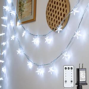 Star String Lights 59 Ft 100 LED Christmas Lights Plug in with Remote Timer Connectable Twinkle Lights for Bedroom Wedding Christmas Tree Indoor Outdoor Decor, Cool White