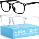Livho High Tech Blue Light Glasses - Advanced Blue Light Blocking Computer Glasses - Screen Fatigue & UV Protection (*B1 Light Black+Clear)