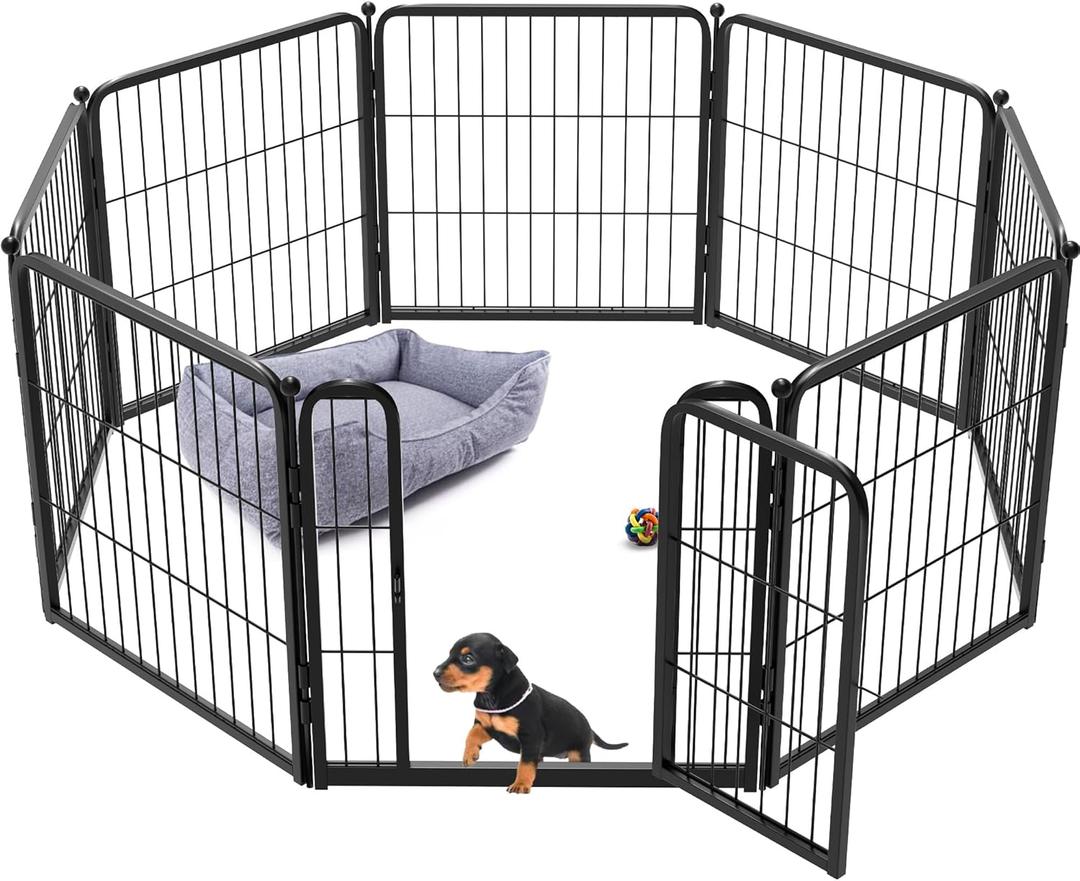 FXW Homeplus Dog Playpen for Indoor Use - Stress-Free and Safe Play, Heavy Duty 24 Inch 8 Panels Dog Pen for Puppies and Small Dogs, Black Patented