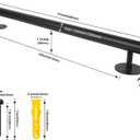 2.2 FT Black Metal Heavy Duty Hand Rails for Indoor Stairs, 27 Inch Wall Mounted Staircase Handrail - Outdoor Stair Railings Kit for Garage, Basement, Porch Steps, Deck Rails, Safety Grab Bars