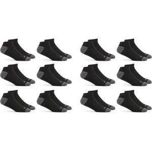 Fruit of the Loom Men's Dual Defense No Show Socks (12 Pack) (Black)