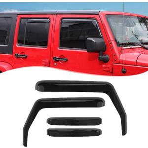 Partol Window Visor Side Window in-Channel Deflectors for Jeep Wrangler JK Unlimited 4-Door 2007-2017, Sun Rain Wind Shade Visor Guard, Pack of 4