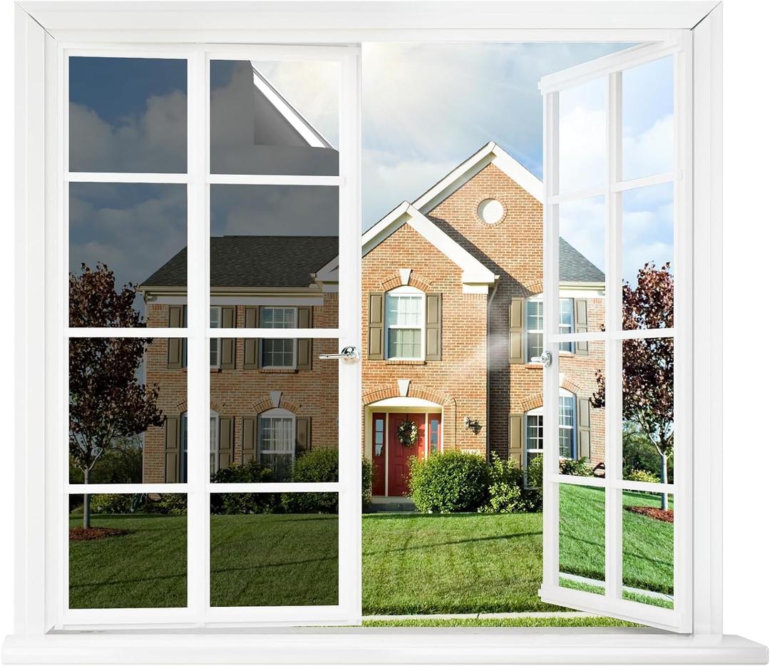 rabbitgoo Window Tint for Home One Way Privacy Window Film See Out Not in Heat UV Blocking Reflective Removable Static Cling Mirror Decorative House Glass Covering, Black Silver, 35.4 Inch X 6.5 Feet (35.4" x 78.7")