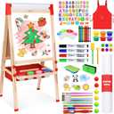 Joyooss Art Easel for Kids Easel for Toddlers,Adjustable Standing Double Sided Toddler Easels Kid Art Chalkboard with Paper Roll & Whiteboard,Easel for Kids Age 4-8 9-12