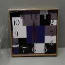 ArtSocket Navy Blue Wooden Wall Clock Silent Non-Ticking, Black Grey Abstract Geometric Square Rustic Decorative Wall Clocks Decor for Home Kitchen Living Room Office, Battery Operated(12 Inch)