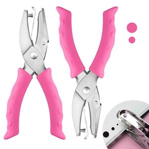 2 PCS Hole Punch, Diameter 1/4" and 1/8" Single Hole Punch, with Pink Soft Grip Hole Puncher Single, for Home, Office and Study, Suitable for Various Cardboard, Labels, and Scrapbooks