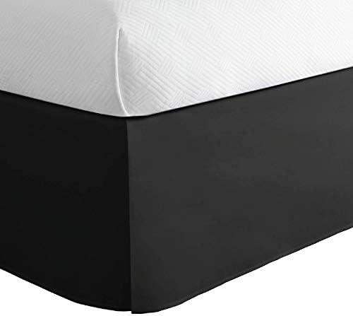TODAY'S HOME Classic Tailored Bed Skirt Dust Ruffle, Microfiber, 14" Drop Length, Queen, Black
