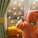6 x 72PCS Halloween Witch Hats Wall Decals Self-Adhesive Vinyl Sealing Labels Halloween Party Favor Supplies Labels DIY Art Stickers for Home Classroom Birthday Chocolate,Cards Gift Wrap Decor (White)